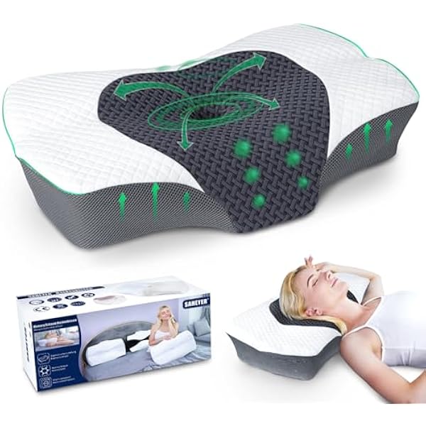 Poduszka Pod Szyję Poduszka z Pianki Memory, Poduszka Ortopedyczna i Poduszka do Spania, Ergonomiczna Poduszka Pod Szyję Zapewniająca Optymalne Wsparcie we Wszystkich Pozycjach do Spania