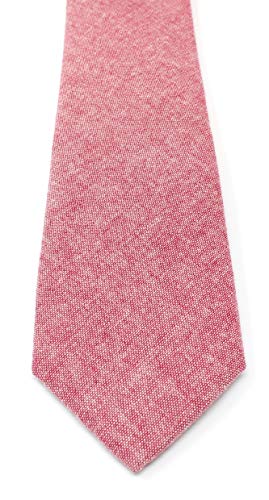 Image of Men's Chambray Cotton Skinny Necktie Tie Textured Distressed Style - 2.5 inch Width