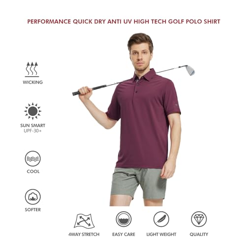 Image of Mens Polo Shirts Short and Long Sleeve Casual Solid Stylish Dry Fit Performance Designed Collared Golf Polo Shirts for Men