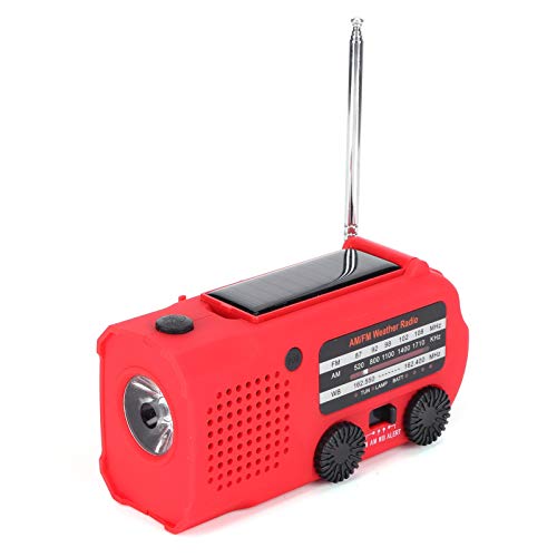 wendeekun Manivelle Radio Solaire d'urgence, Radio à Manivelle Multifonction, Banque d'alimentation de Lampe de Poche d'urgence D'alarme SOS D'énergie Solaire ABS Cover