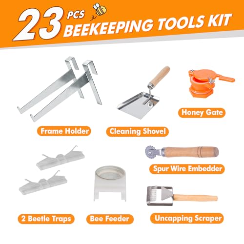 BeeCastle Beekeeping Supplies 22PCS Beekeeping Tools Kit with Organizer Tote, Bee Keeping Supplies-All Tools Kit Bee Keeping Starter Kit for Beginners and Professional Beekeepers - Image 5