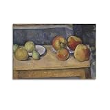 Paul Cezanne - Cuadro destacado de bodegón con manzanas y peras, exquisito póster artístico, lienzo, decoración de pared, foto para el hogar, decoración moderna, 30 x 45 cm