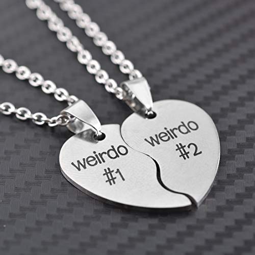 Mjartoria Best Friend Necklaces Bff Necklace For 2 Friendship Valentines Day Gifts Split Heart Necklace Weirdo 1 Weirdo 2 Best Friends Forever Pendant Set #TOP3
