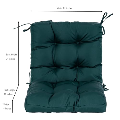 Image of QILLOWAY Outdoor Chair Cushion for Patio Furniture, Waterproof Patio Cushions Set of 2 with Ties, Fade Resistant Replacement Pads for Outdoor Rocking Chairs,Mallard, Forest Green