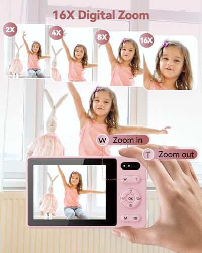 Appareil Photo NuméRique Enfant avec 64Go Carte: 16X Zoom 48MP Numerique Compact Autofocus 1080P Camera Vlog Digital avec 2 Batteries pour Fille Adolescents DéButants Adultes – Image 5