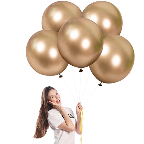 Ballon Champagne Or,5 Pièces 18 Pouces Ballons de Baudruche,Ballon Anniversaire,Ballons Champagne Or en Latex Métallique Helium Gonflable de...