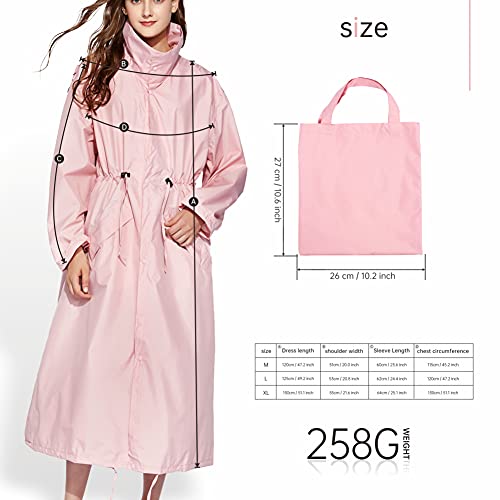 Ynport Crefreak Damen Regenmantel Wasserdichte Jacke Lange Leichte Regenjacke Atmungsaktive Outdoorjacke Windjacke Mit Kapuze Outdoor Poncho(Rosa,M)
