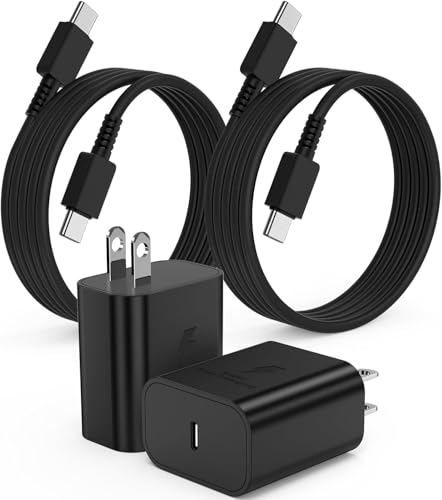2Pack 25W Super Fast Charger Type C 6ft, USB C Wall Charging Block Plug and Long Android Phone Charger Cable Cord for Samsung Galaxy S26/S26 Plus/S25/S24 Ultra/S23+/S22/S21/Note 20/iPhone 17 16 15 Pro