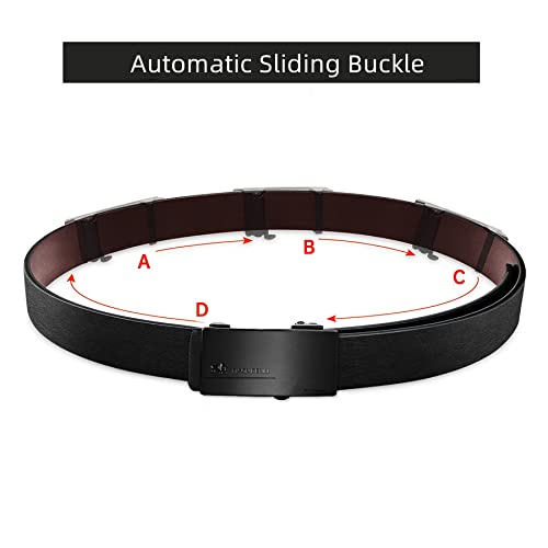 Bison Denim Belt Men Genuine Leather Ratchet Belts Adjustable Slide Dress Belts For Men Automatic Buckle Black Belt For Jeans #TOP3