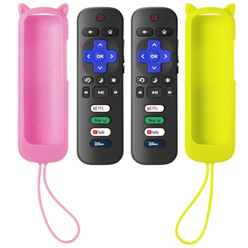 SOTATOO 2 Pack Replacement Remote for Roku TV with Soft Protective Case(Glow in The Dark), Universal Remote for TCL Roku/Hisense Roku/Onn Roku/Sharp Roku/Element Roku/Philips Roku Smart TVs