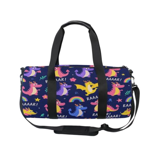 Bolsa de lona unisex con compartimento interno y estampado de dragón para entrenar 2