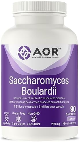 AOR Saccharomyces Boulardii Probiotic Supplement 250mg 90 Capsules 30-Day Supply - 5 Billion, Vegan, Non-GMO and Gluten-Free - Digestive Support for Intestinal and Gut Function, Shelf-Stable