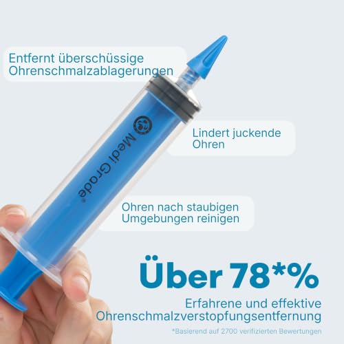 Medi Grade 60 ml Ohrenschmalz Entferner Set, Ohrenspritze Groß, 3 Spitzen