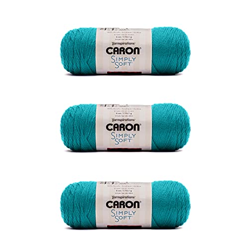 Caron Simply Soft Blue Mint Brites Yarn - 3 Pack of 170g/6oz - Acrylic - 4 Medium (Worsted) - 315 Yards - Knitting/Crochet