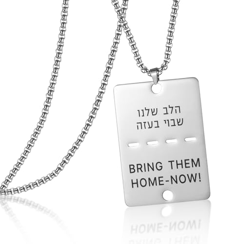 VASSAGO Bring Them Home Now Collier Israël Military Jewelry Acier Inoxydable Juif Hébreu Israël Dog Tag Pendentif Collier pour hommes et femmes
