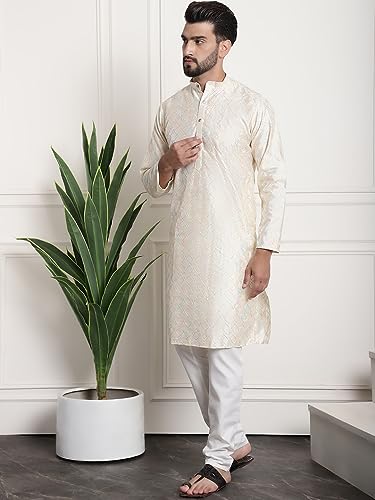 Image of SOJANYA (Since 1958 Men's Silk Blend Kurta and Pyjama with Nehru Jacket