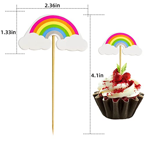 24 Pieces Rainbow Cupcake Toppers Rainbow Theme Birthday Party Cake Topper Rainbow Dessert Decoration Colorful Baking Cake Decorations Baby Shower Supplies Rainbow Cupcake Picks For Girls & Boys #TOP5