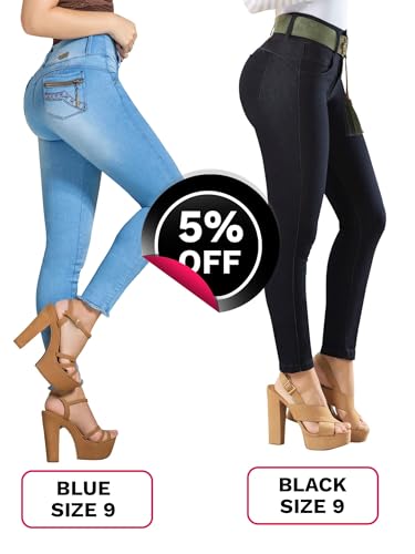 LT.ROSE High Waist Butt Lifting Jeans Bundle | Blue & Black Jean Size 9 Comfort2