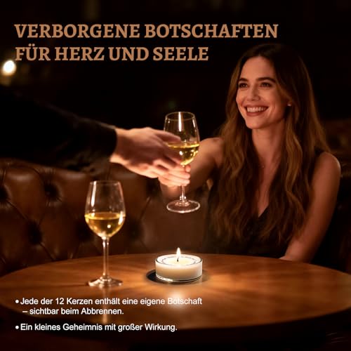 Teverellsax Geschenke für Frauen Duftkerzen Geschenkset (12 Stück) – Mit Romantischer Botschaft Beim Abbrennen, Geburtstagsgeschenk, Valentinstag Geschenke für Sie, Beste Freundin Geschenk