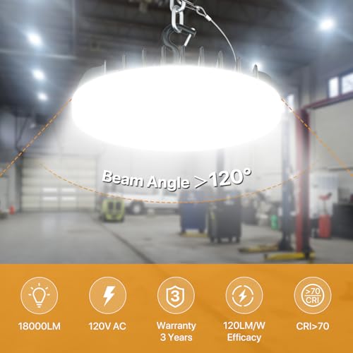 DEMILARE LED Shop Lights 150W - 18000LM UFO LED High Bay Light with 3 CCT Adjustable, 10%-100% Dimmable Remote Control IP65 Waterproof Garage Lighting for Workshop, 4 Packs by DEMILARE - Image 2