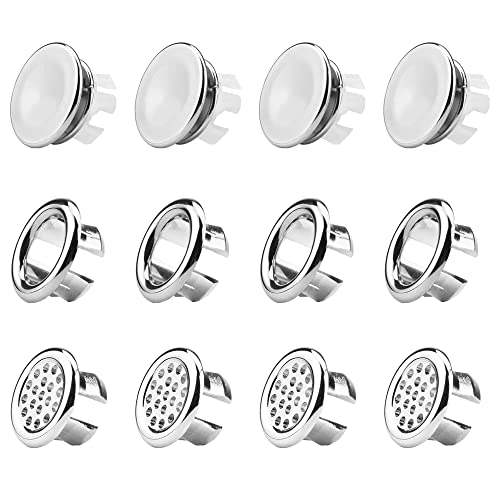 Anillo de Desbordamiento, 3 Diseños Diferentes de Anillos de Desbordamiento de Fregadero, para Fregadero de Cocina, Bañera de Baño, 12 Piezas thumbnail