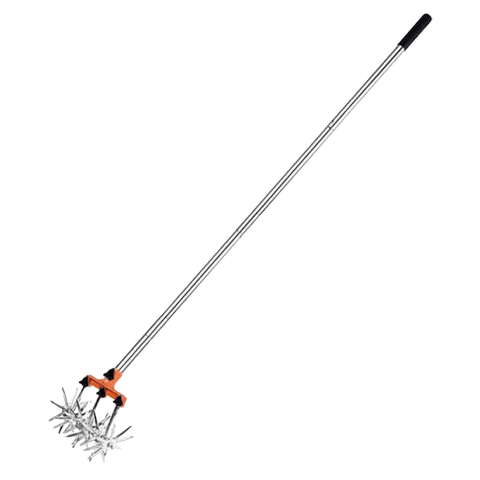Cultivateur à Main Longue - Dents Amovibles, en Acier Inoxydable résistant de cultivateur avec poignée télescopique et Couvercle de poignée Souple, tuteur à Main pour Le relâchement des