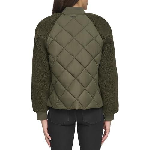 Andrew Marc Women's Mixed Sherpa Bomber Jacket4