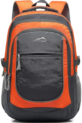 ProEtrade Extra Large Backpack Bookbag for College Travel Laptop Business Hiking Backpack Fit Laptop Up to 17 Inch Sturdy Multi Compartment Gifts for Men Women Night Light Reflective (Light Orange)