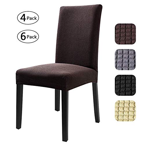 Fuloon 6 Pack Super Fit Stretch Removable Washable Short Dining Chair Protector Cover Seat Slipcover For Hotel, Dining Room, Ceremony, Banquet Wedding Party #TOP6