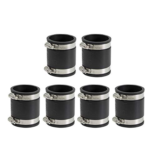Image of SUPPLY GIANT 6I47Y8 Flexible PVC Coupling with Stainless Steel Clamps 2 inch, Black (pack of 6)