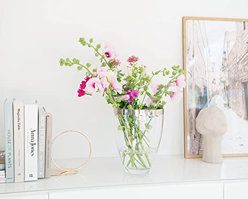 EDZARD Charlotte vaas, handgeblazen kristalglas met platina rand, hoogte 20 cm - Afbeelding 6