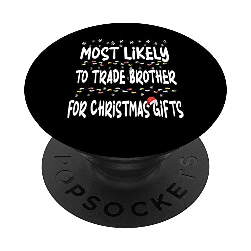 T-shirt humoristique avec chapeau de Père Noël « Most Likely to Christmas » PopSockets PopGrip Interchangeable