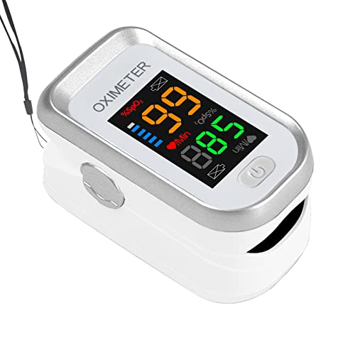 Pulse Oximeter Fingertip, SPO2 Pulse Oximeter Approved UK, with LED Large Screen, Oxygen Heart Rate Monitor Finger, Blood Oxygen Saturation Meter for Adults and Child, Oximetry with Lanyard