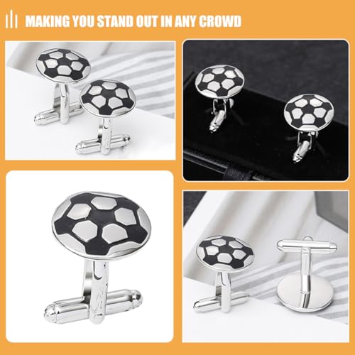 HEMOTON 4 Piezas Mancuernillas de Fútbol para Hombre miniatura 7