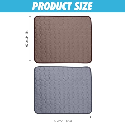 Leikurvo Kühlmatte Hunde Katzen Haustier, 60x50cm 2PCS Kuhlmatte für Hund und Katze Kühldecke Hundebett Waschbar Hundematte Selbstkühlende Matte Kühl Hundedecke Auto Outdoor Zuhause(Braun+Dunkelgrau)