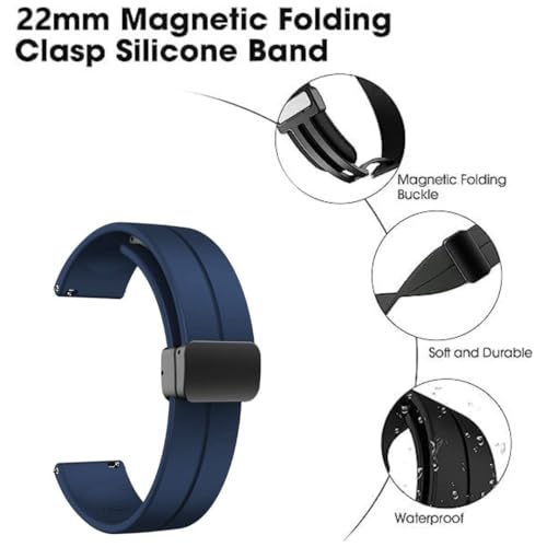 Image of LORENZ Silicone 22mm Replacement Watch Strap with Adjustable Magnetic Lock Feature