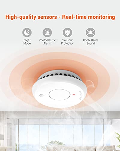 Jemay Wireless Interconnected Smoke Detector Fire Alarm, Smoke Alarm 10 Year Battery, With Over 820 Ft Transmission Range #TOP2