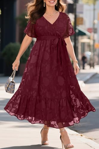 Image of Pinup Fashion Plus Size Wedding Guest Formal Cocktail A Line Long Dress