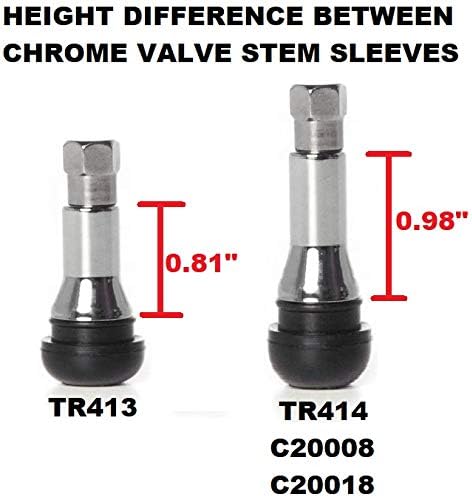 Muzzys C20018 TR414 - Universal TPMS Chrome Valve Stem Sleeve Covers and Cap Dress Up Kit- Set of 4 - FITS All TPMS Rubber Valve Stems for All Make and Model Cars and Trucks with TPMS Sensors