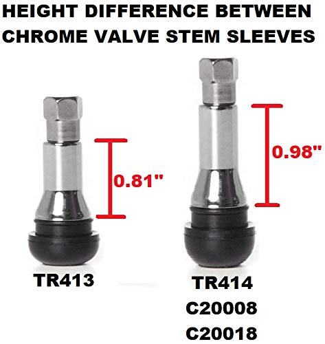 Muzzys C20008 Tr414 - Universal Tpms Chrome Valve Stem Sleeve Covers And Cap Dress Up Kit- Set Of 4 - Fits All Tpms Rubber Valve Stems For All Make And Model Cars And Trucks With Rubber Tpms Sensors #TOP1