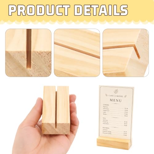 Image of 15Pcs 2.75x1.38 Inches Wood Table Number Stands, Wood Place Card Holders, Wooden Holders for Wedding, Ceremony, Birthday, Party, Home Decoration, Events (2mm Slots)