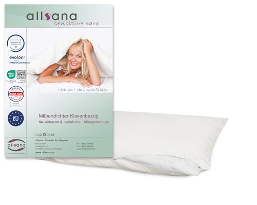 Allsana Allergiker Kissenbezug 40x60 cm | Allergie Bettwäsche | Anti Milben Encasing | Milbenschutz für Hausstauballergiker | allergendichter Zwischenbezug für das Kopfkissen | Hohenstein zertifiziert