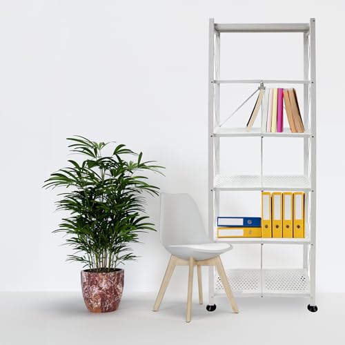 Image of Origami 6-Tier Metal Storage Shelves with Durable Steel Frame and Easy Assembly for Home, Kitchen, and Garage Shelving, White