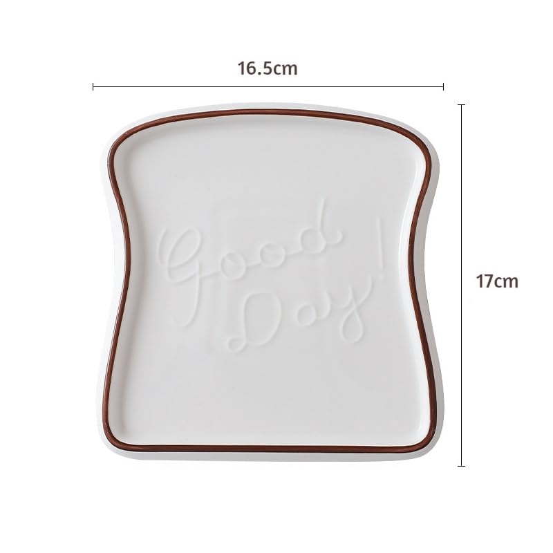 Image of Ceramic Toast Shape Serving Plate | Snack Plate for Breakfast | Decorative Dessert Plate | Microwave Safe Ceramic Plate | Unique Shaped Plate for Kitchen | Gifting Plate | Brown | 2 Piece
