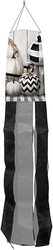 Calabazas blancas y negras de otoño Windsock Wind Twister 40" x 6" Briarwood Lane