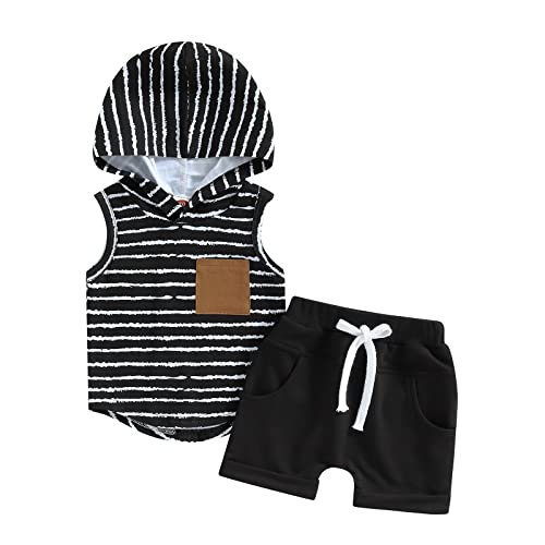 Image of TheFound Infant Baby Boy Shorts Set Tie Dye Short Sleeve Hooded Pullover Top Drawstring Shorts Summer Clothes