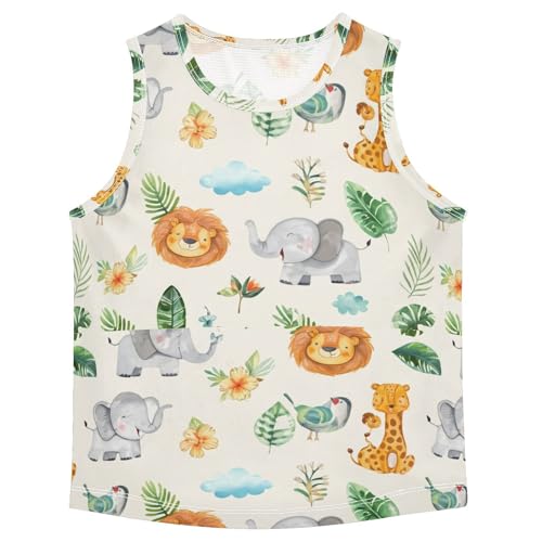 Cute Animals Ivory Boys Tank Tops Sleeveless Tank Top Shirts Undershirts for Kids,3T