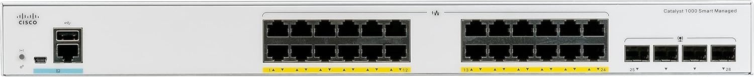 Cisco Catalyst 1000-24T-4X-L - Switch Di Rete A 24 Porte Gigabit Ethernet (Gbe), 4 Porte Uplink Sfp+ Da 10G, Funzionamento Senza Ventole, Garanzia Limitata A Vita Con Formula Avanzata (C1000-24T-4X-L) - 4