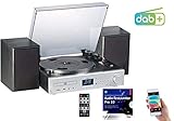 Spielt Musik von Schallplatte, CD und Kassette • Kabellose Musikwiedergabe von Smartphone & Co. • MP3- und WMA-Wiedergabe von USB-Stick und SD-Karte • 20 Sender-Speicher für Ihre Lieblings-Radiosender • Überspielt Musik auf USB-Stick und SD-Karte • Automatischer Tonarm mit justierbarem Gewicht und hochwertiger Nadel