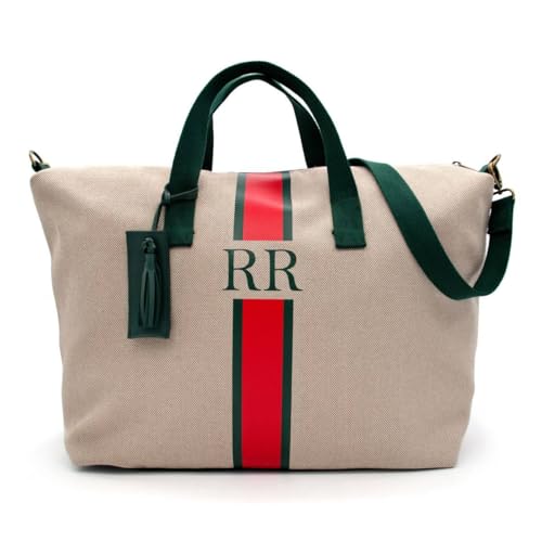 Beige - Verde - Bolsa de Viaje